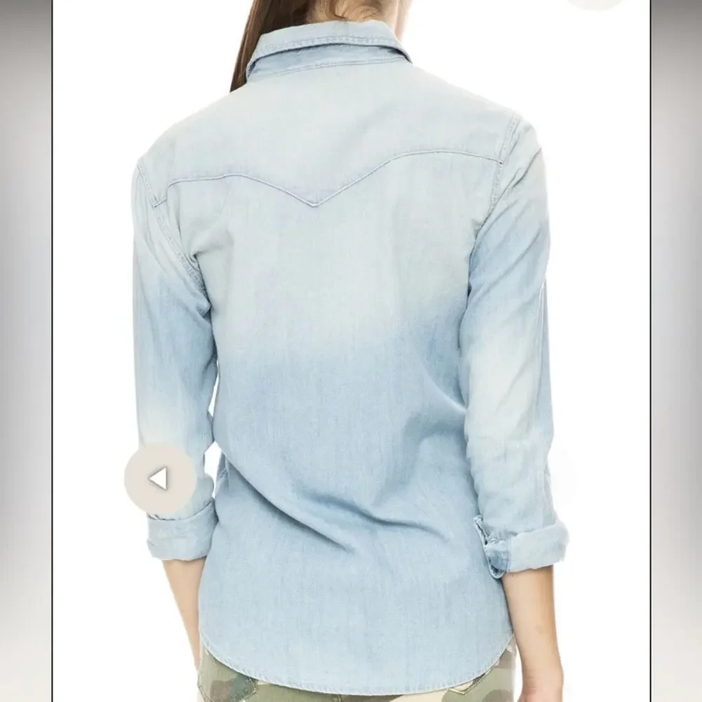 MOTHER The All My Exes Embroidered Denim Shirt Love in an English Garden Small - Picture 3 of 9